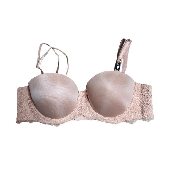 Victoria's Secret Nude Lace Bra 34B - Strapless Convertible Push-Up (NWT) - Picture 1 of 2